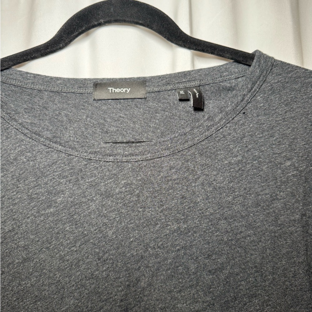 Theory Heather Gray Long Sleeve Tee XL Minimalist Staple - Picture 3 of 5